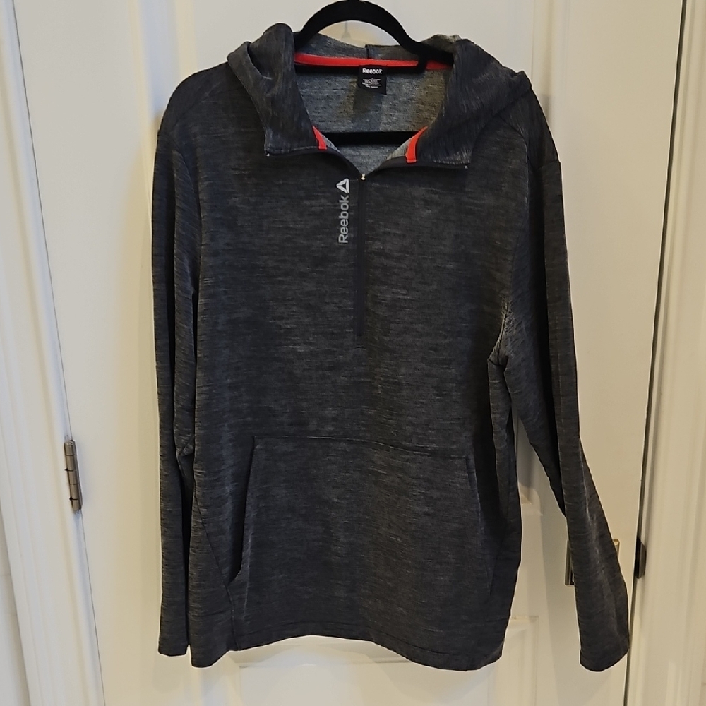 Men's Charcoal Quarter-Zip‎ Hoodie By Reebok